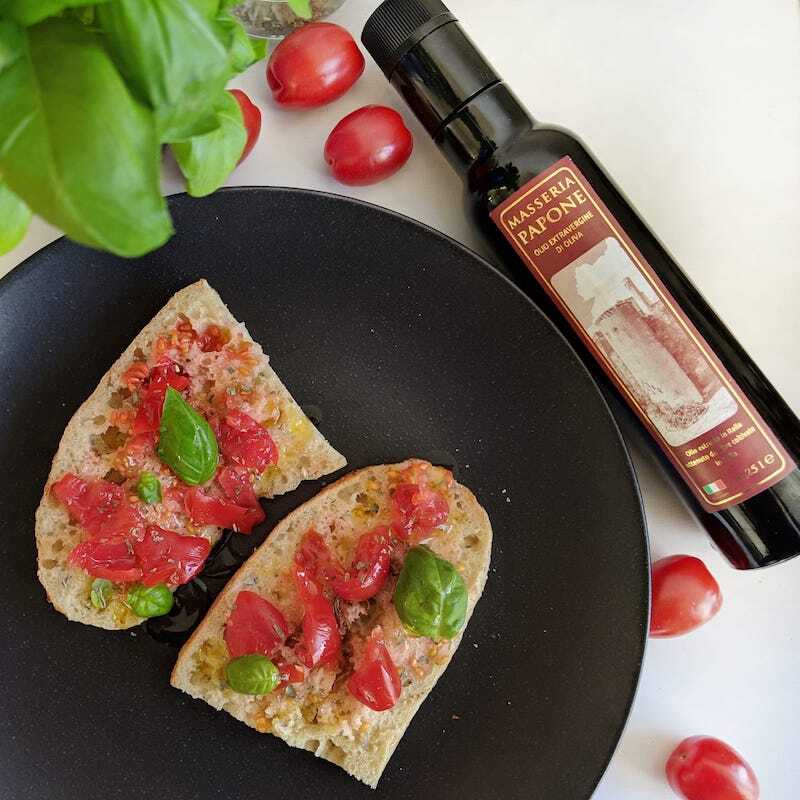 Bottiglia Olio Extravergine di oliva da 0,25 Litri 5 pane e pomodoro olio extravergine di oliva