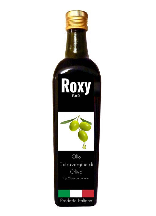 bottiglia olio personalizzata per bar Roxy