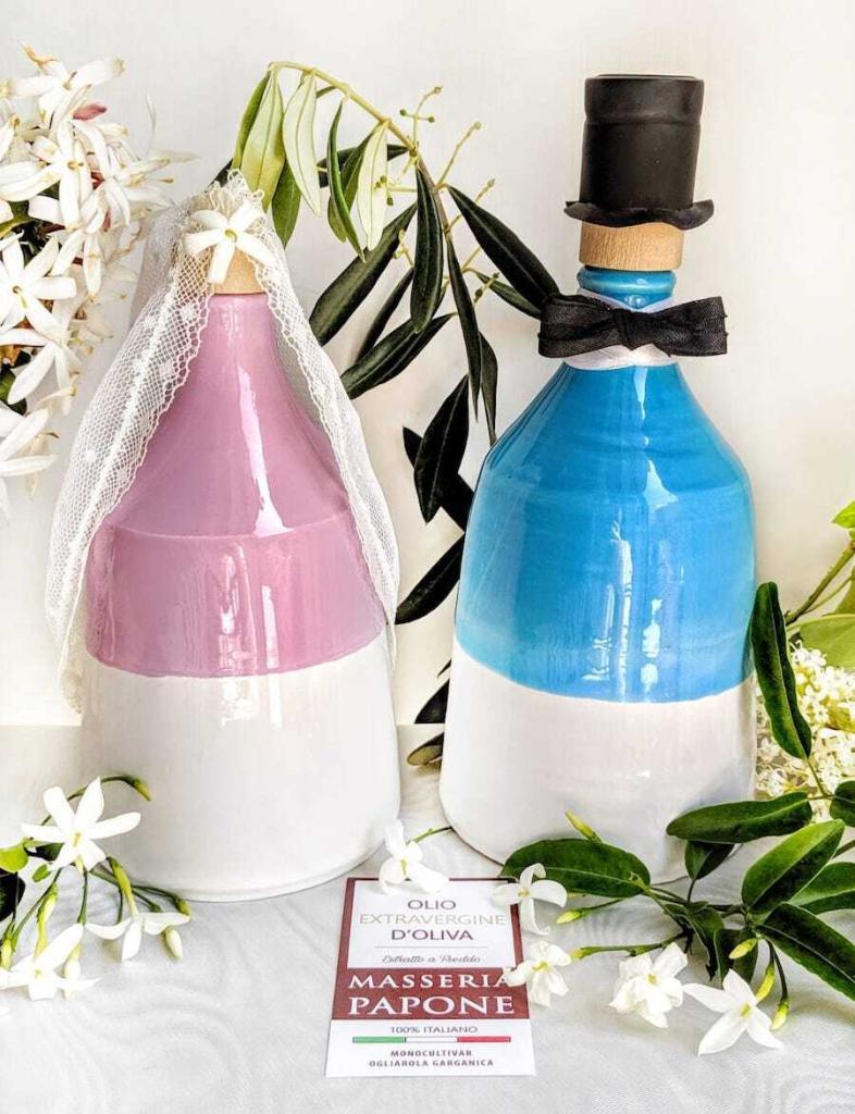 Bomboniere gastronomiche con olio extravergine di oliva pugliese per matrimonio